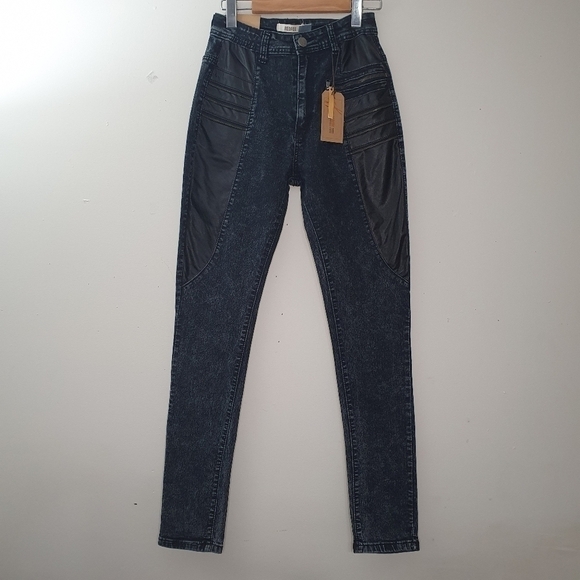 RedFox Premium Jeans High Waist Skinny Black Acid Wash Jeans Size 5 - Picture 1 of 8